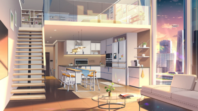 Main Character's Residence - Downstairs (Sunset).png